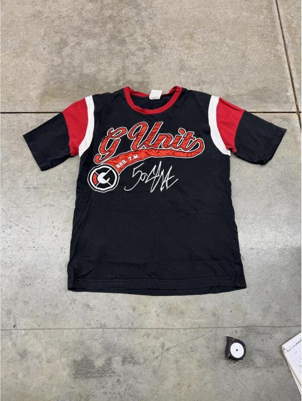 vintage g unit black and red 50 cent spell out shirt size large